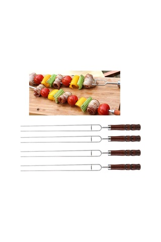 Sones Paslanmaz Çelik Barbekü Şişleri Barbekü Çatal U-şekilli Barbekü Çatalı, Özellikler: Pp Torbada 4 Adet Çok Renkli