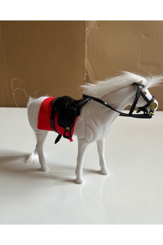 Floklu At Hayvan Oyuncak Beyaz At Horse Kaliteli Ve Gösterişli At 14 Cm X 11 Cm