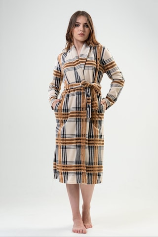 Kadın Uzun Şal Yaka Kahve Polar Sabahlık C4t3n0o102 001