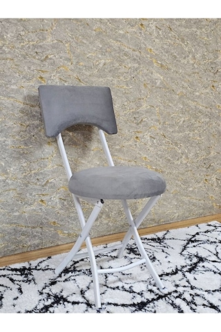 Beyaz Boyalı Katlanır Tabure - Kamp Sandalyesi - Sandalye - Mutfa Çok Renki