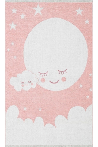 Eko Halı Noa Baby Nb 02 Pink Yıkanabilir Çift Taraflı Yumuşak Dokulu İnce Çocuk-bebek Odası Halısı Gri Beyaz