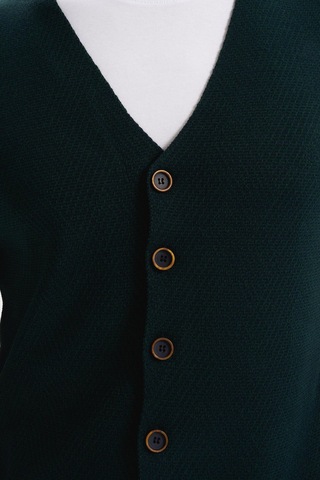 Arma Erkek Slim Fit Örme Likralı Pike Triko Yelek Kısa Kollu, %90 Akrilik %10 Wool K0yyo0858 Yeşil