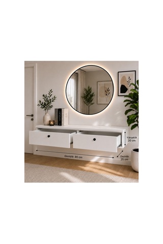 Beyaz Dresuar - Çekmeceli 80 Cm Dresuar Beyaz