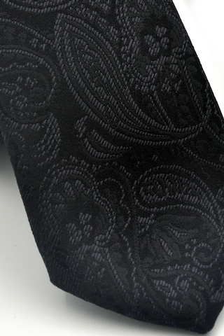 Gaffy Siyah Şal Desenli Dokuma Kumaş Mendilli Slim Fit Kravat // Sdk-2603-1 Siyah