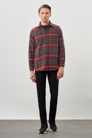 Bordo Yünlü Ekose Desen Yumuşak Yaka Cepsiz Uzun Kol Casual Comfort Fit Gömlek 1004245227 Bordo