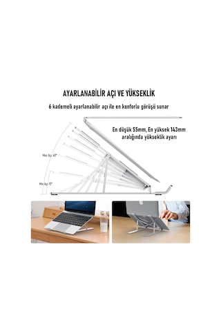 SooPii DM08 10''-15.6'' 6 Seviyeli Alüminyum Notebook Standı