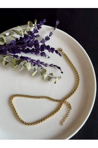 Köşeli Model Choker Gold Çelik Zincir Kolye Choker Serisi Altın