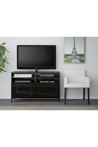 Tv Sehpası, Venge-parlak Cila-siyah, 120x42x74 Cm, Selsvıken Siyah