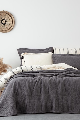 Ecocotton Reha Antrasit Çift Kişilik %100 Organik Pamuk Yatak Örtüsü Seti 240 260 Cm Antrasit