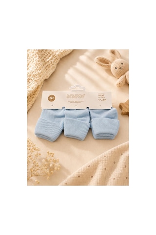 Bebitof 3 Çift Bebek Pamuklu Kıvırmalı Soket Çorap Mavi Bbtf.414.çrp.mav