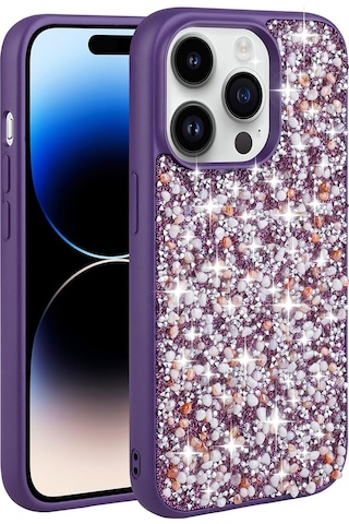 Apple Uyumlu iPhone 14 Pro Max Kılıf Parlak Taşlı Tasarım Zore Linea Kılıf