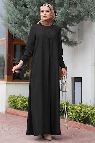 Neways 6482 - Ön Tek Pileli Elbise Siyah
