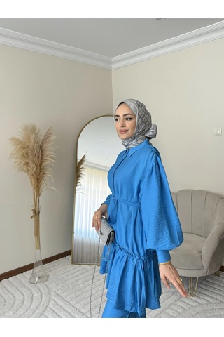 Ptkm002 Büzgülü Fırfırlı Takım Mavi