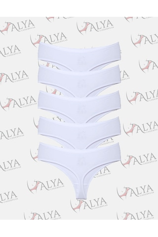 Alya Underwear Kadın Külot Yüksek Bel Tanga, Toparlayıcı - 2 Siyah, 1 Beyaz, 2 Ten S, M, L, Xl, 2xl - 5 Adet Beyaz P05