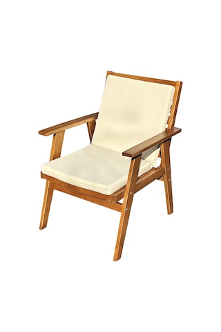 Heybeli Ahşap Bahçe Balkon Sandalyesi Minderli Ahşap