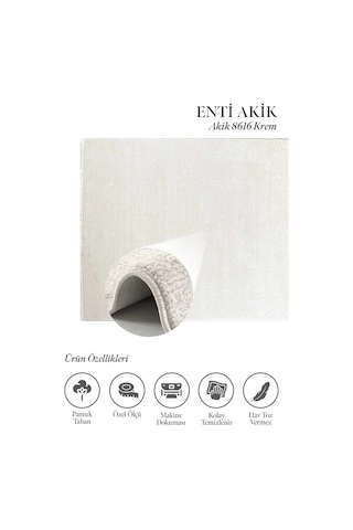 Hoom Rugs Akik 8616 Krem Modern Makine Halısı Krem