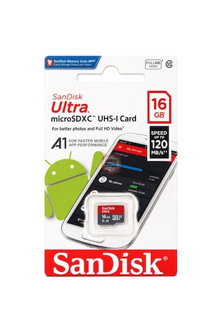 Sandisk Ultra Micro Sd 16gb Class 10 Uhs-ı 120mb/s Hafıza Kartı