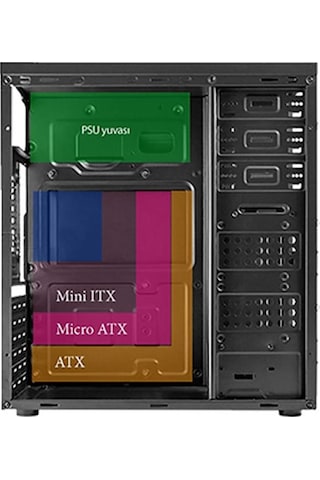 Vento TA-K62 750W 1x80 MM Fan USB 3.0 Mıd Tower Bilgisayar Kasası Siyah