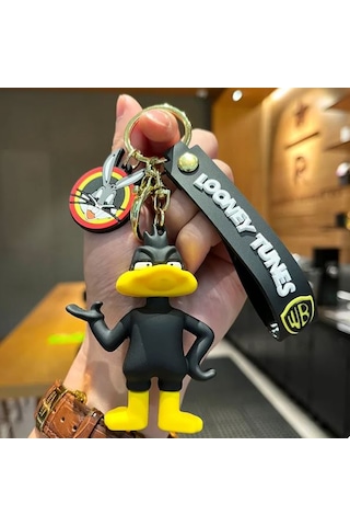 Daffy Duck Figürü Anahtarlık Aksesuar Çanta Süsü Silikon 3d Aksiyon Figürü Siyah