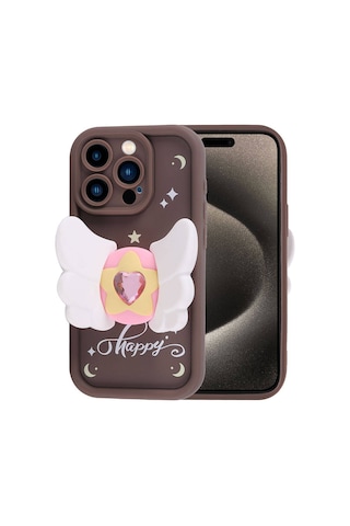 Apple Uyumlu iPhone 15 Pro Kılıf Kamera Korumalı Figür Tasarımlı Zore Kapya Kapak-pembe Açık Pembe Açık Pembe Açık