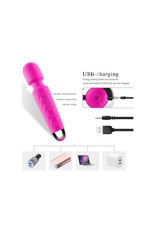 Pembe Tilki Bükülebilir Başlıklı Wand Vibratör Pembe