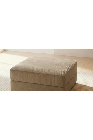 Herev 200x200 Cm 50 Dns Modüler Köşe Koltuk Fitilli Kadife Kumaş, Yatak Olabilen, Modern Tasarım Şark Köşe Bej