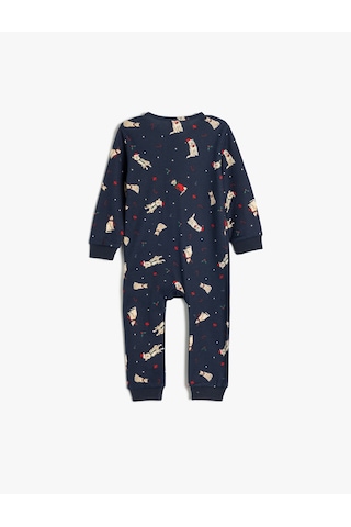 Koton Yılbaşı Temalı Ayıcık Baskılı Tulum Pamuklu Lacivert Desenli 5wmb10415tk 7d2 Lacivert