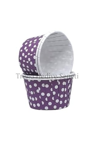 Trend Hediye Sepeti 50'li Mor Puantiyeli Muffin Kek Kalıbı, Kek Kapsülü Cupcake Kalıbı, Airfryer Uyumlu .