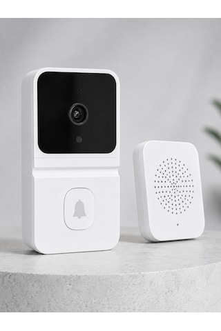Beyaz Wi-fi Akıllı Görüntülü Kapı Zili Hd Kamera, Gece Görüşü Ve Telefon Bildirimli Kablosuz Kapı Zili - Lisinya