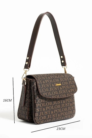 Just Polo Kadın Baskılı Ayarlanabilir Askılı Şık Ve Lüks El & Omuz Çantası Shoulder Bag Kahverengi
