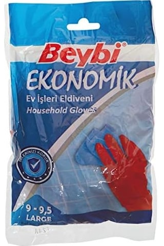 Beybi Gjlrtw68 C08937 Ekonomik Temizlik Eldiveni Çift, 9/9.5 Açık Mavi