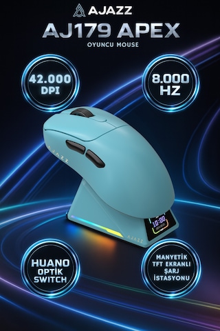 Aj179 Apex 8.000 Hz-30.000 Dpı, Huano Optik Switch-rgb Manyetik Ekranlı Şarj Doku Diğer