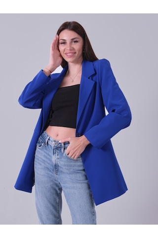 Feminist Saks Zebra Astar Detaylı Krep Blazer Ceket 01051201