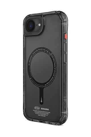 İphone 16e Uyumlu Kılıf M-safe Şarj Özellikli Şeffaf Airbag Tasarımlı Skinarma Saido Kapak Siyah Siyah