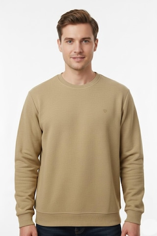 Dynamo Erkek Büyük Beden Sıfır Yaka Selanik Sweatshirt Bgl-st04927 Bej