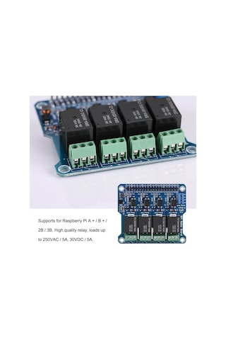 Ximistore9 Raspberry Pi A+/b+/2b/3b İçin 4 Portlu Röle Genişletme Kartı - Yüksek Gerilimli Cihaz Kontrolü, Fotoelektrik Yalıtımı, Led Durum Gösterici