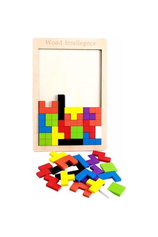 Montessori Ahşap Tetris & Blok Puzzle Zeka Oyuncağı Seti