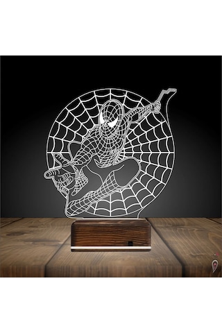 Luvivia Örümcek Adap Spider Man Ağ 3d Lamba - Masa Gece Lambası Şeffaf