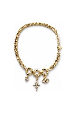 Çelik Göz Charm Choker Kolye Gold
