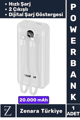 Kompakt Kamp Piknik Taşınabilir Şarj 2 Çıkış Dijital Şarj Göstergeli Hızlı Şarj 20.000 Mah Powerbank Çok Renkli
