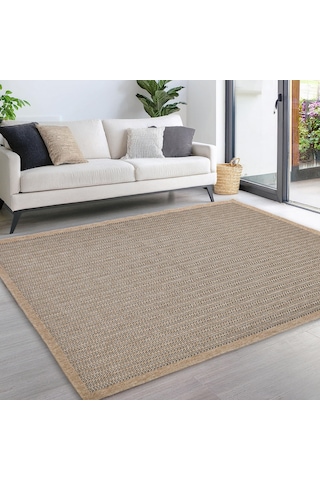 Avanos Modern Sisal Jüt Toz Vermez Balkon Bahçe Mutfak Dokuma Halı Kilim Siyah