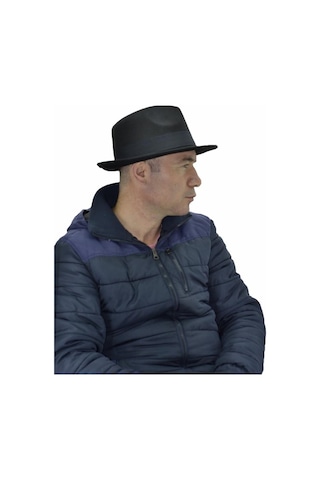 Çantayurdu Fötr Fedora Şapka Panama Kasket Siyah Siyah
