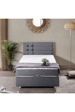Viyana Tek Kişilik Baza Başlık Comfort Yatak Seti Gri 100 x 200