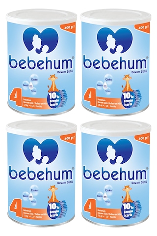 Bebehum 4 Numara Teneke Devam Sütü 12 Ay+ 400 gr x 4 Adet