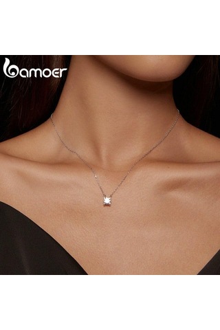 Bamoer D Renk Vvs1 Ex 1ct Mozanit Kolye Kadınlar İçin Düğün 925 Ayar Gümüş Kolye Boyun Zinciri Moda Takı, Seçenekler: 925 Silver