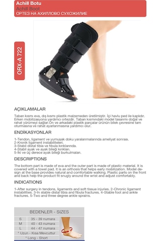 Aşil Botu Aşil Tendon Ameliyatı Sonrası Yürüme Botu Uzun Orx -a722