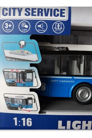 Otobüs Işıklı Sesli Kırılmaz Büyük Oyuncak Yolcu Otobüsü Kapılar