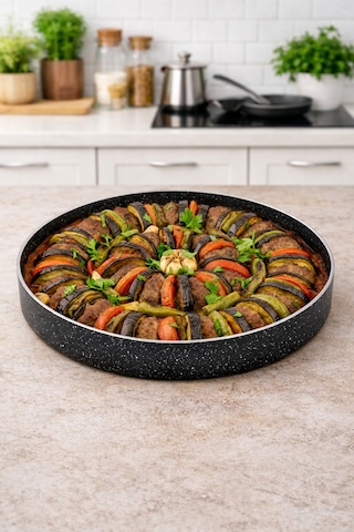 Meşeler Granit Fırın Tepsisi - Fırın Kabı 32 Cm Siyah Siyah