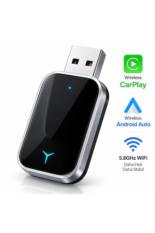 Luve Store 2in1 Kablosuz Carplay Auto Adaptör Wireless Dönüştürücü Usb Type-c Otg Mini Araç Adaptörü
