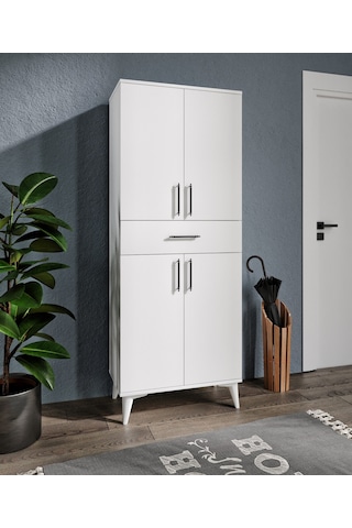 Rosepal Mobilya Beyaz Rüya 4 Kapaklı 8 Raflı Ayakkabılık Beyaz